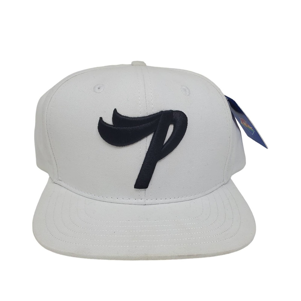 NEW Pink Dolphins P Logo Snapback Hat - White - Picture 1 of 4